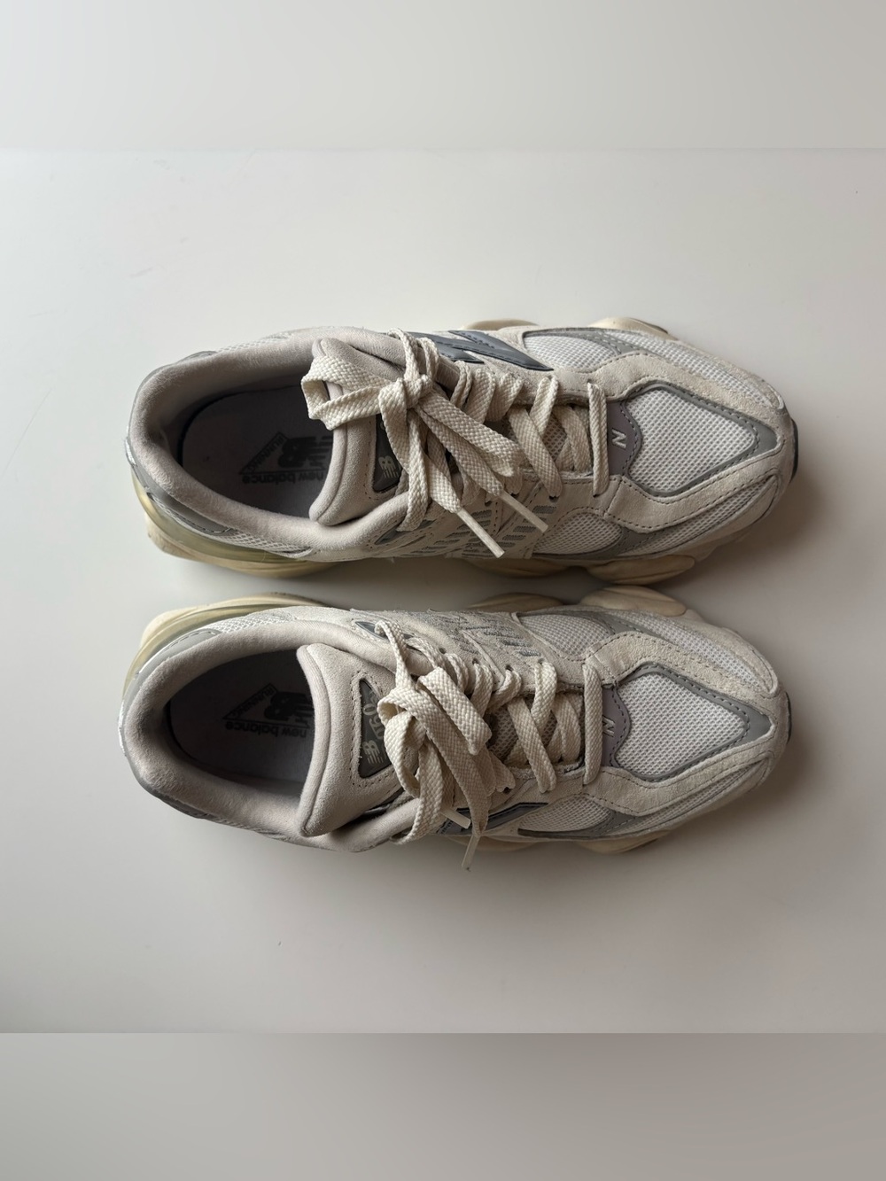 New Balance 9060 Sneakers in Cream and Gray - Picture 3 of 7